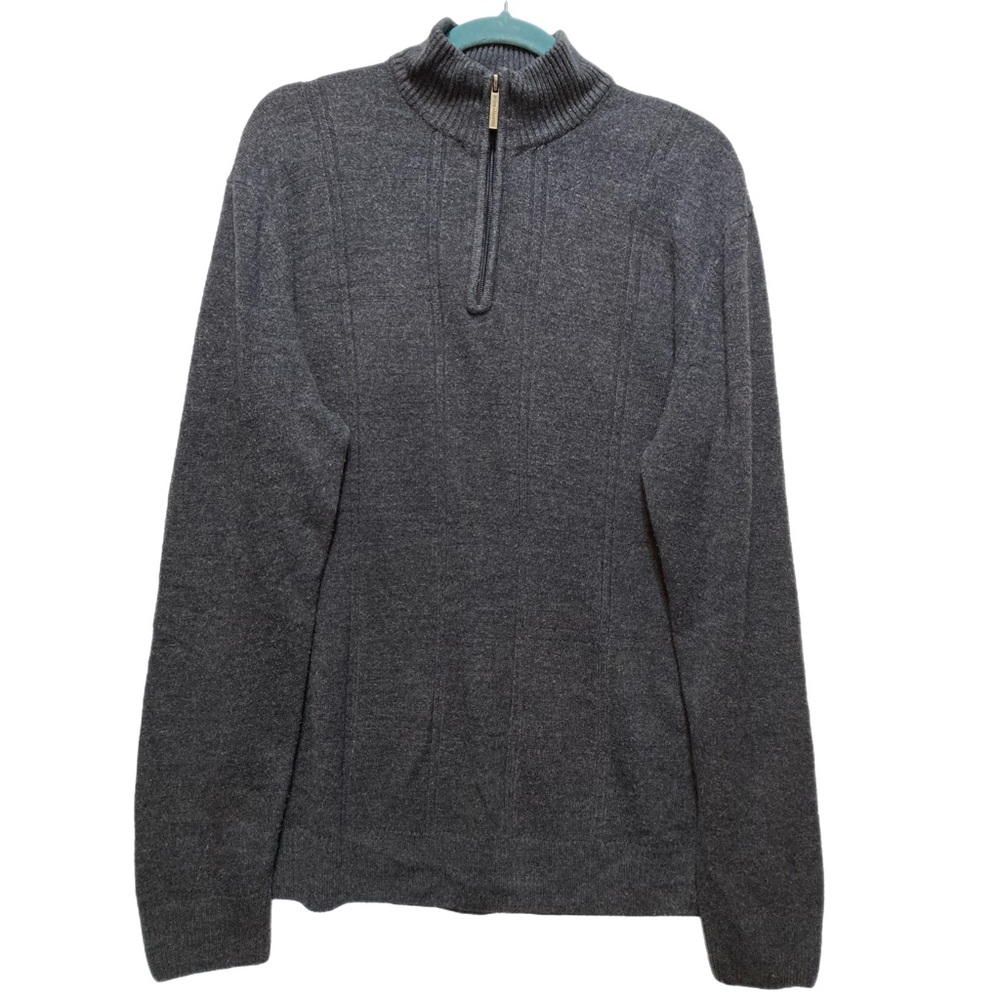 Geoffrey Beene XXL Windowpane Quarter Zip Sweater Great cond! 12040